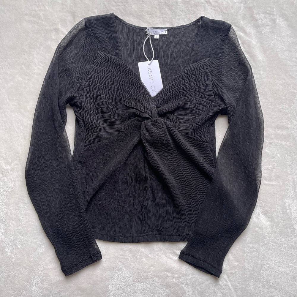 Aemi + Co Long Sleeve Sheer Top